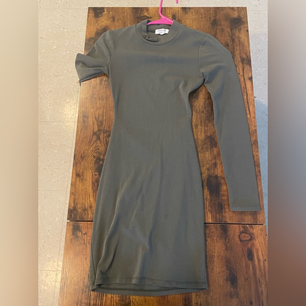 Olive Green Open Back Dress